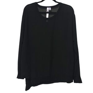 WILT Black Asymmetrical Sheer Top S